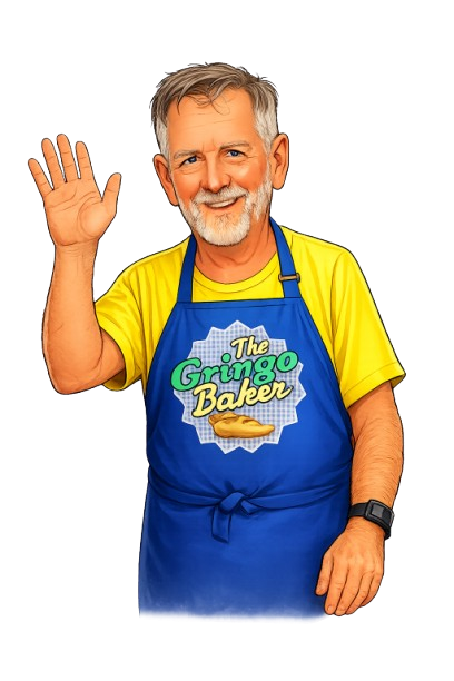 The Gringo Baker waving mascot